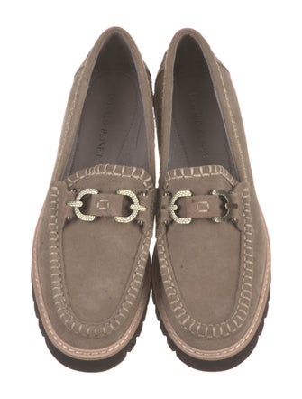 Donald Pliner Suede Chain-Link Accents Loafers