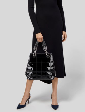 Donald Pliner Patent Leather Top Handle Bag