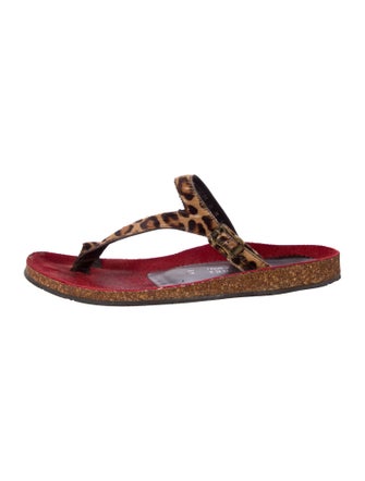 Donald Pliner Leather Animal Print Slides