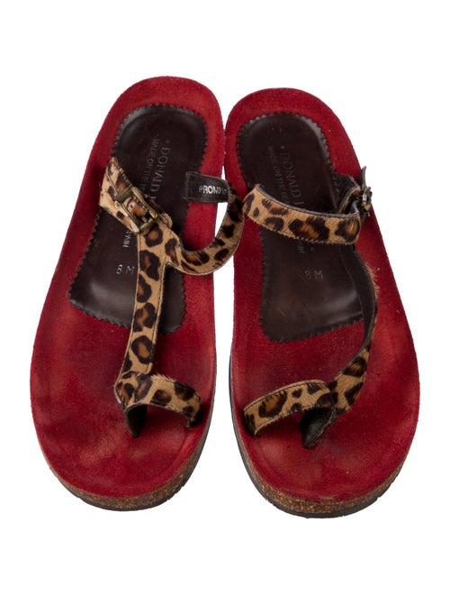 Donald Pliner Leather Animal Print Slides