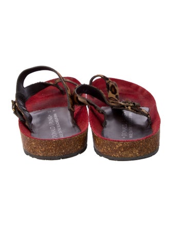 Donald Pliner Leather Animal Print Slides