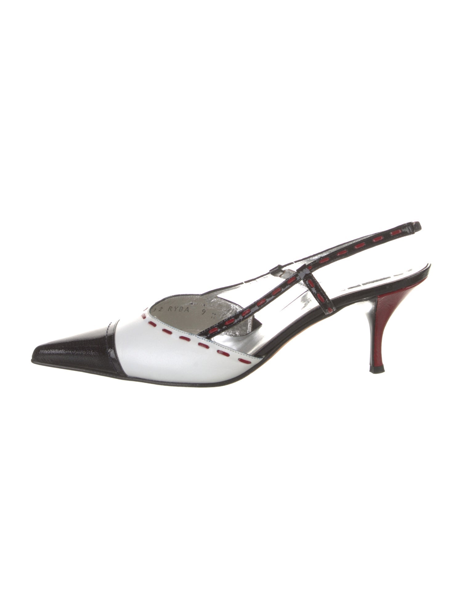 Donald Pliner Leather Colorblock Pattern Slingback Pumps