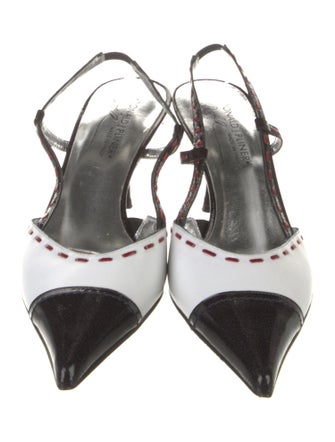 Donald Pliner Leather Colorblock Pattern Slingback Pumps