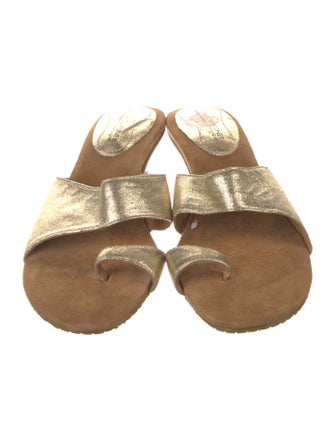 Donald Pliner Suede Animal Print Slides