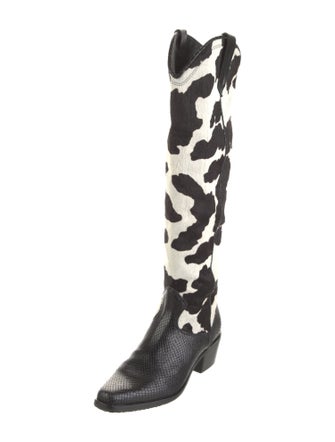 Donald Pliner Ponyhair Animal Print Western Boots