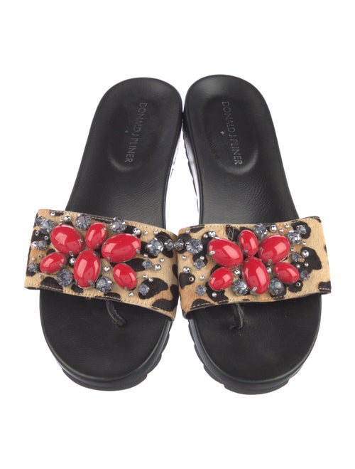 Donald Pliner Ponyhair Floral Print Slides