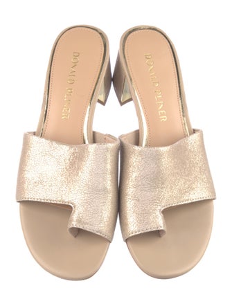 Donald Pliner Leather Glitter Accents Slides