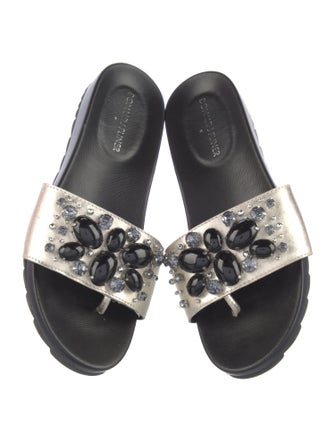 Donald Pliner Leather Floral Print Slides
