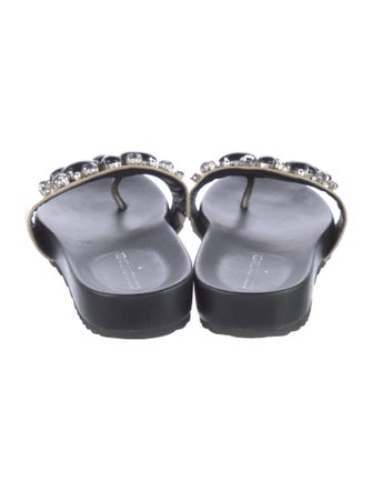 Donald Pliner Leather Floral Print Slides