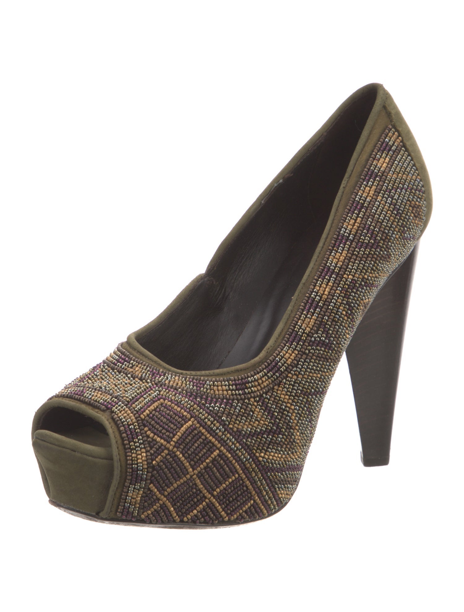 Donald Pliner Suede Beaded Accents Pumps