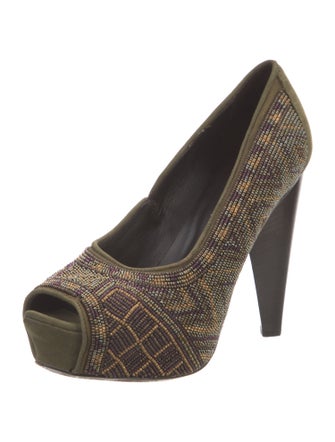 Donald Pliner Suede Beaded Accents Pumps