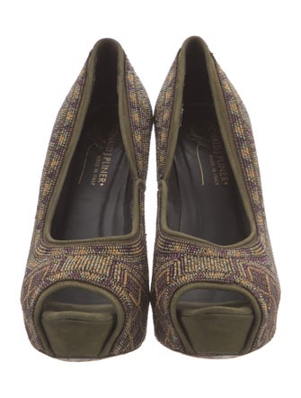 Donald Pliner Suede Beaded Accents Pumps