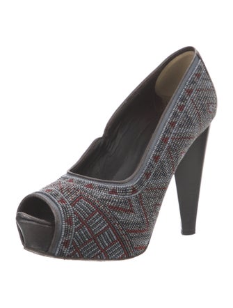 Donald Pliner Leather Beaded Accents Pumps