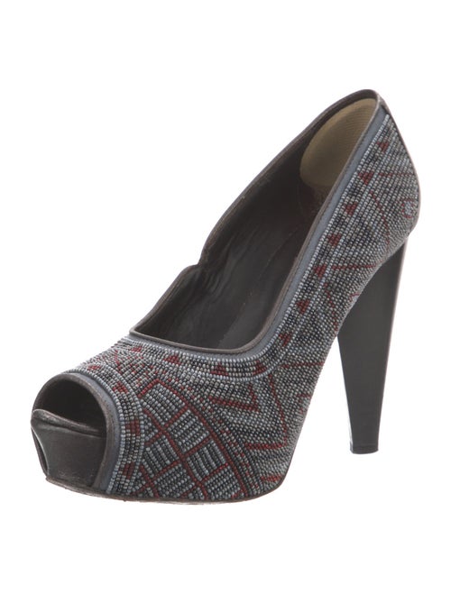 Donald Pliner Leather Beaded Accents Pumps