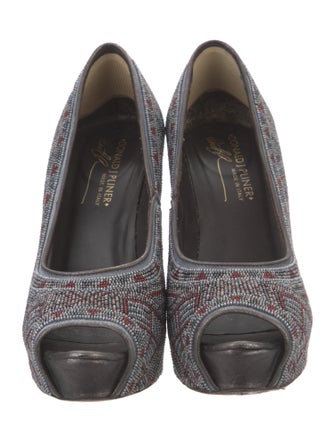 Donald Pliner Leather Beaded Accents Pumps