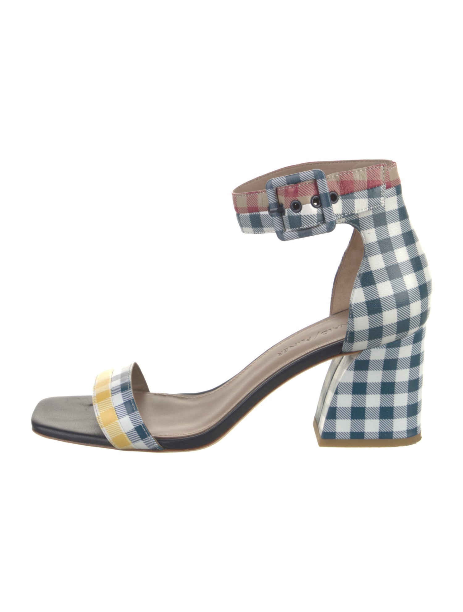 Donald Pliner Leather Plaid Print Sandals