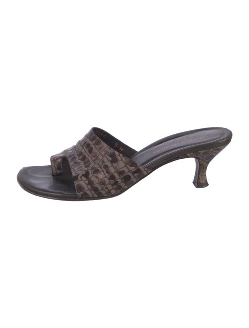 Donald Pliner Leather Animal Print Slides