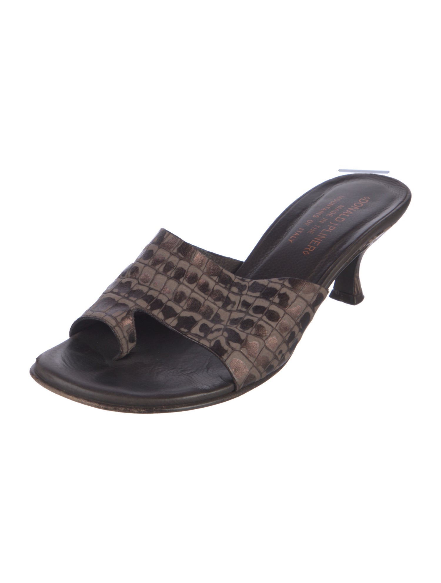 Donald Pliner Leather Animal Print Slides