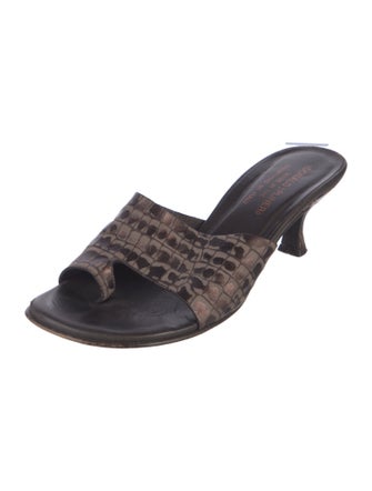 Donald Pliner Leather Animal Print Slides