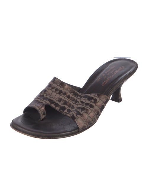 Donald Pliner Leather Animal Print Slides
