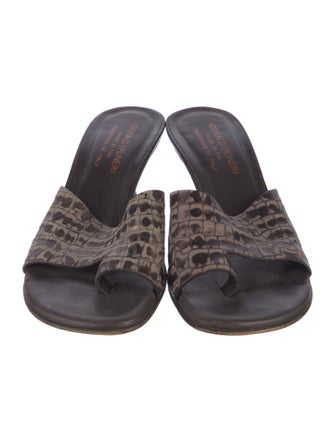 Donald Pliner Leather Animal Print Slides