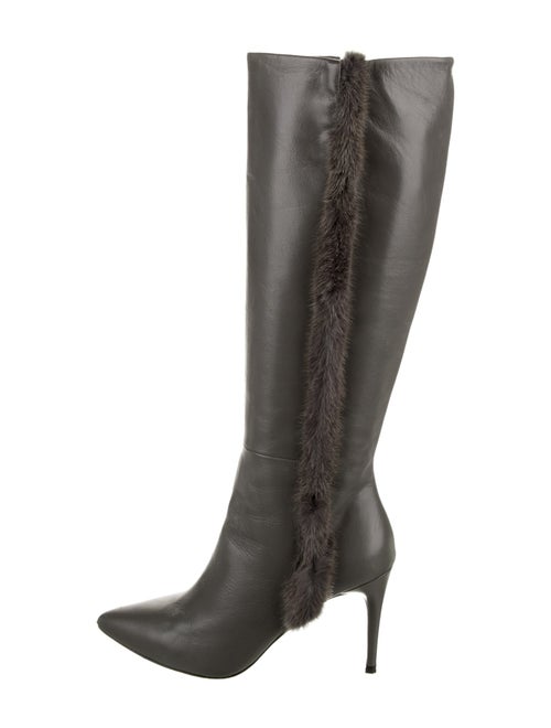 Donald Pliner Leather Fur Trim Boots