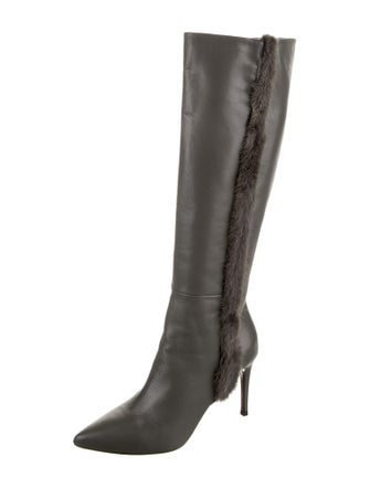 Donald Pliner Leather Fur Trim Boots