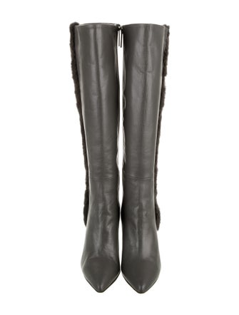 Donald Pliner Leather Fur Trim Boots