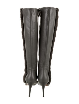 Donald Pliner Leather Fur Trim Boots