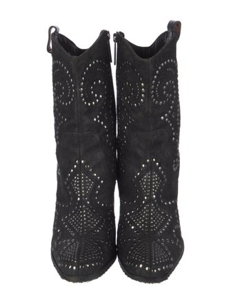 Donald Pliner Suede Studded Accents Western Boots