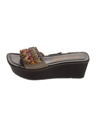 Donald Pliner Suede Beaded Accents Slides