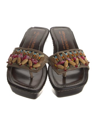 Donald Pliner Suede Beaded Accents Slides