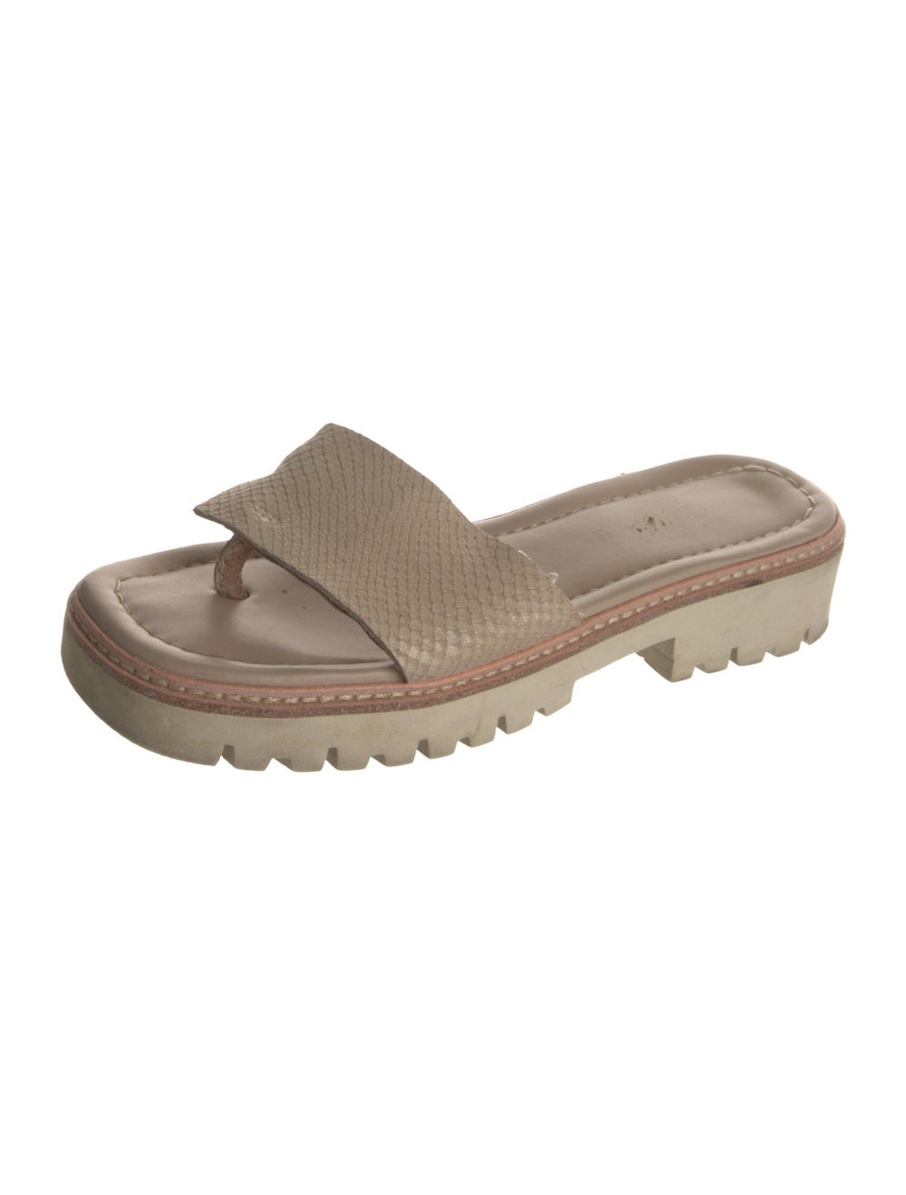 Donald Pliner Suede Slides Neutrals Platform - image 2