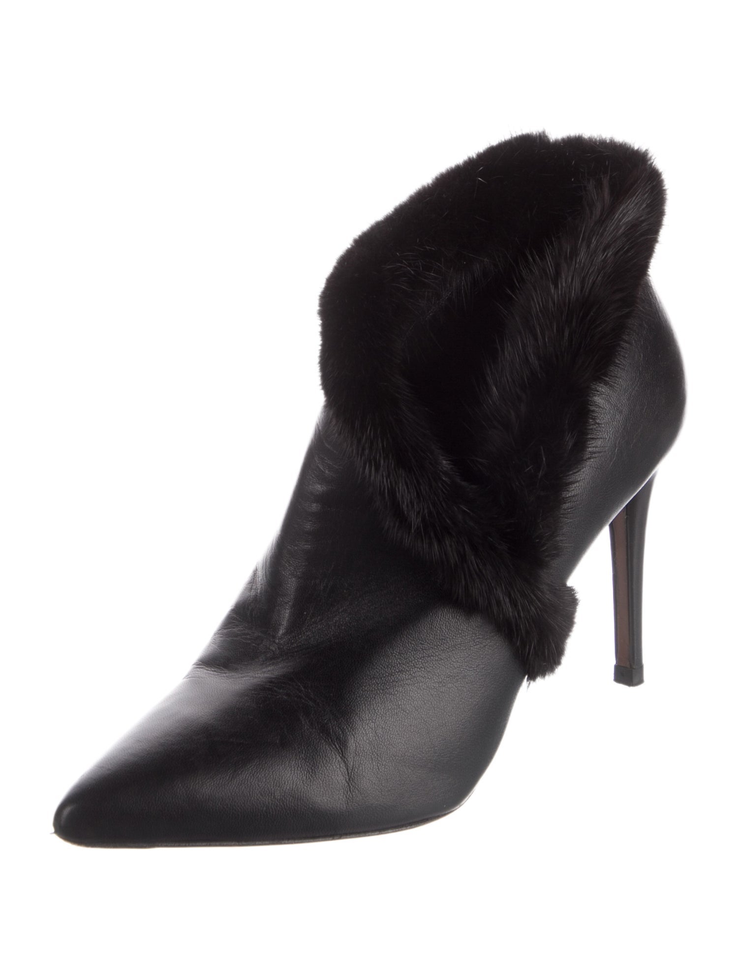 Donald Pliner Leather Fur Trim D'Orsay Pumps