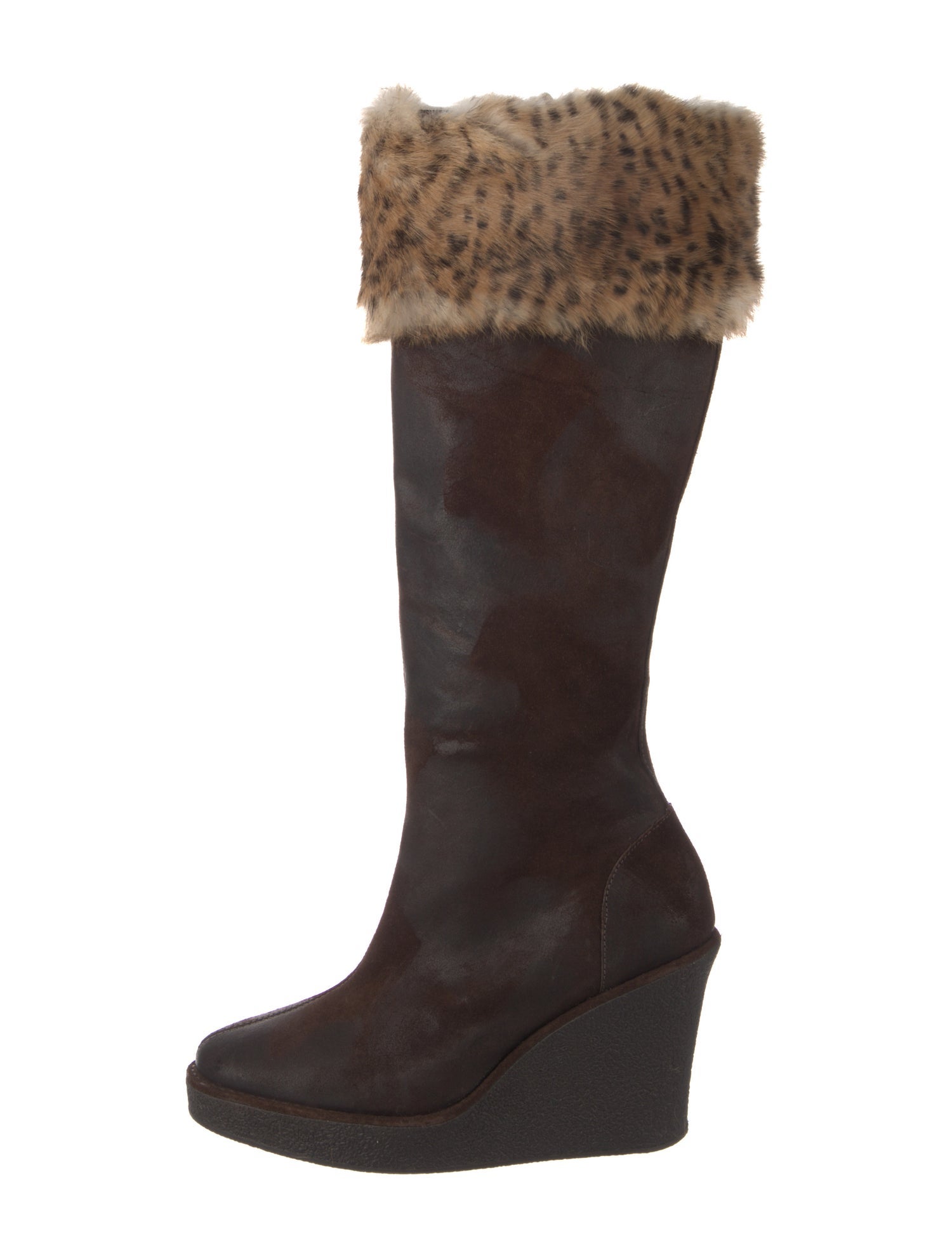 Donald Pliner Suede Fur Trim Boots