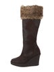 Donald Pliner Suede Fur Trim Boots