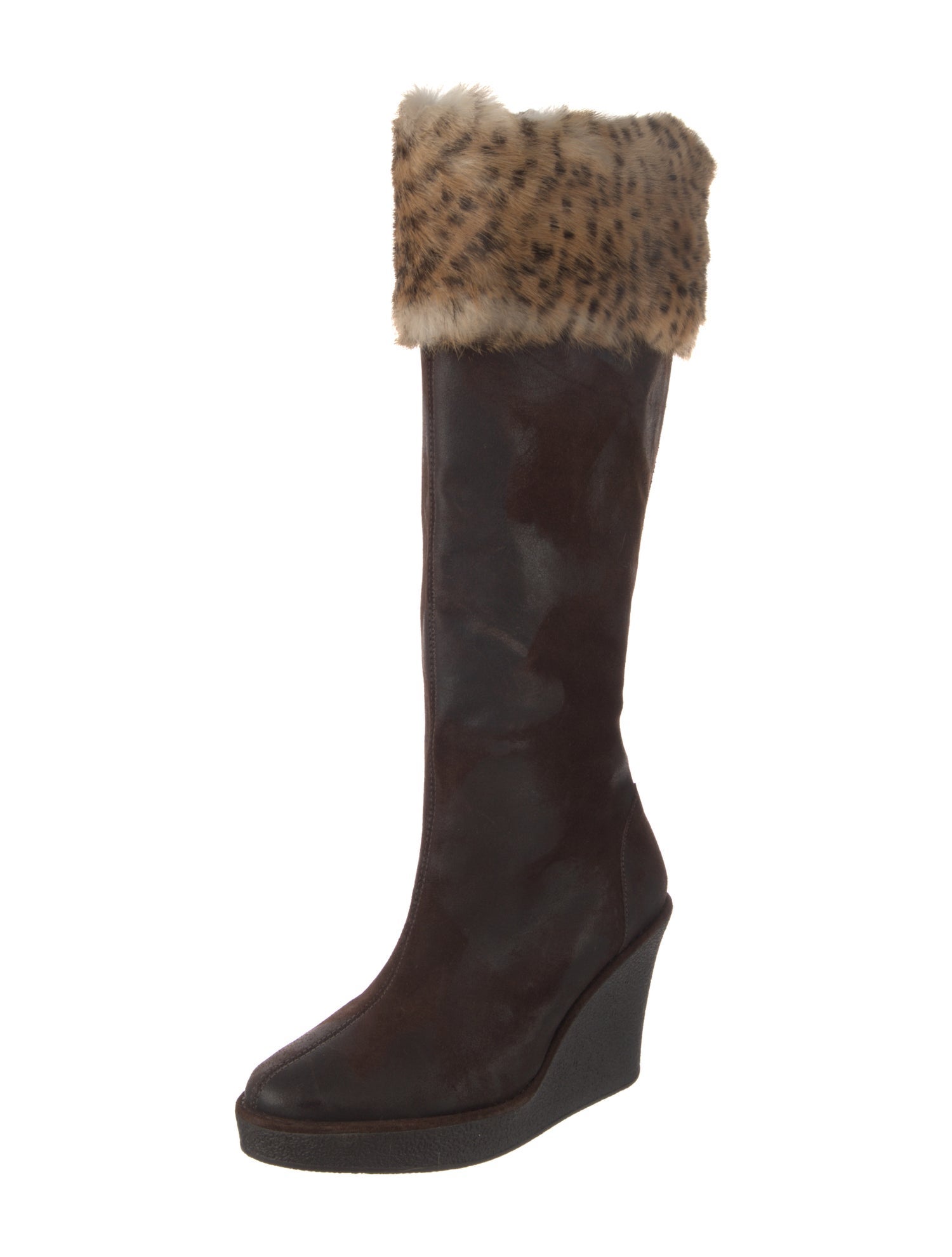 Donald Pliner Suede Fur Trim Boots