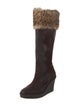 Donald Pliner Suede Fur Trim Boots
