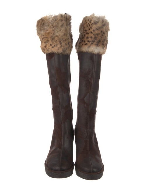 Donald Pliner Suede Fur Trim Boots