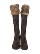 Donald Pliner Suede Fur Trim Boots