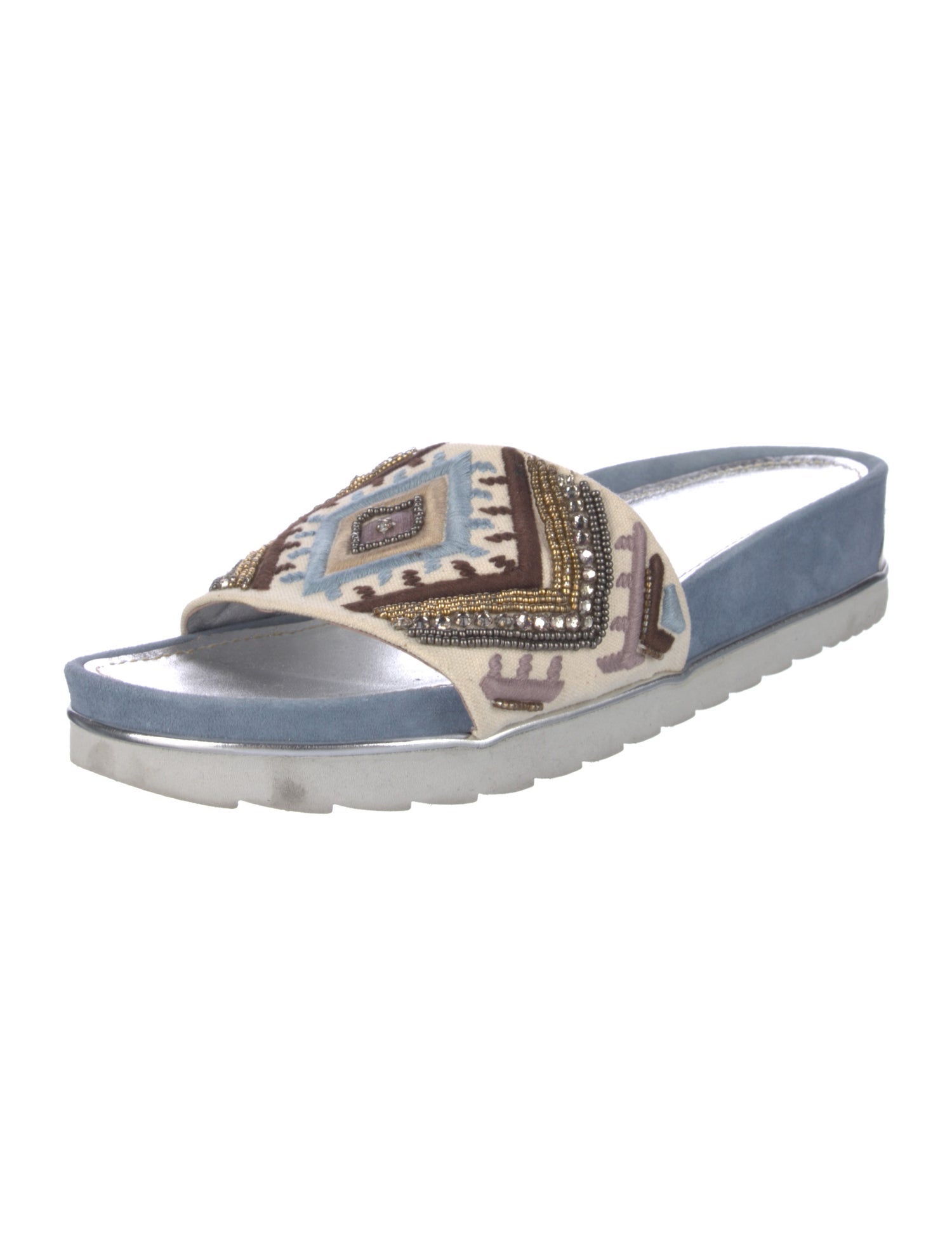 Donald Pliner Suede Printed Slides
