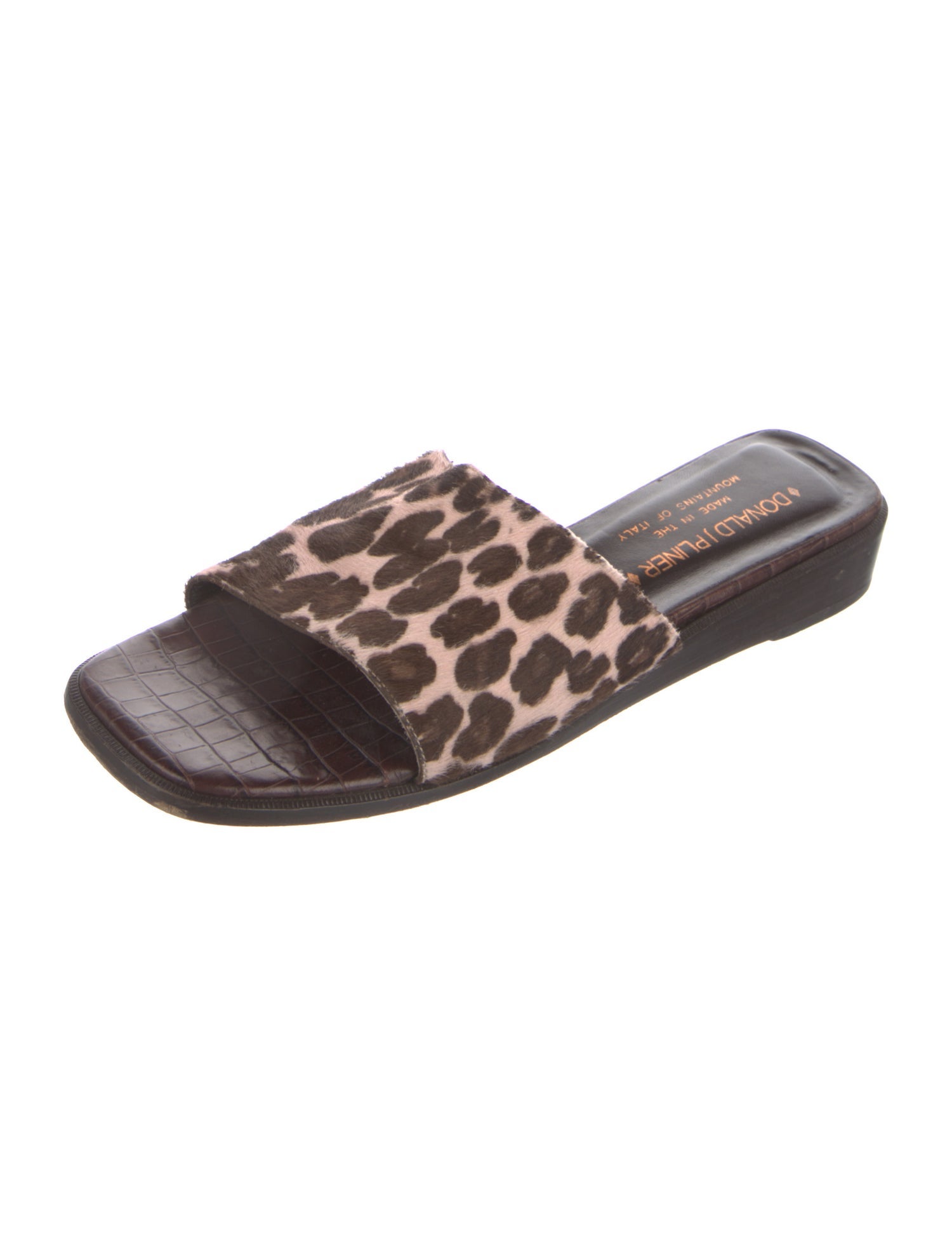 Donald Pliner Leather Animal Print Slides