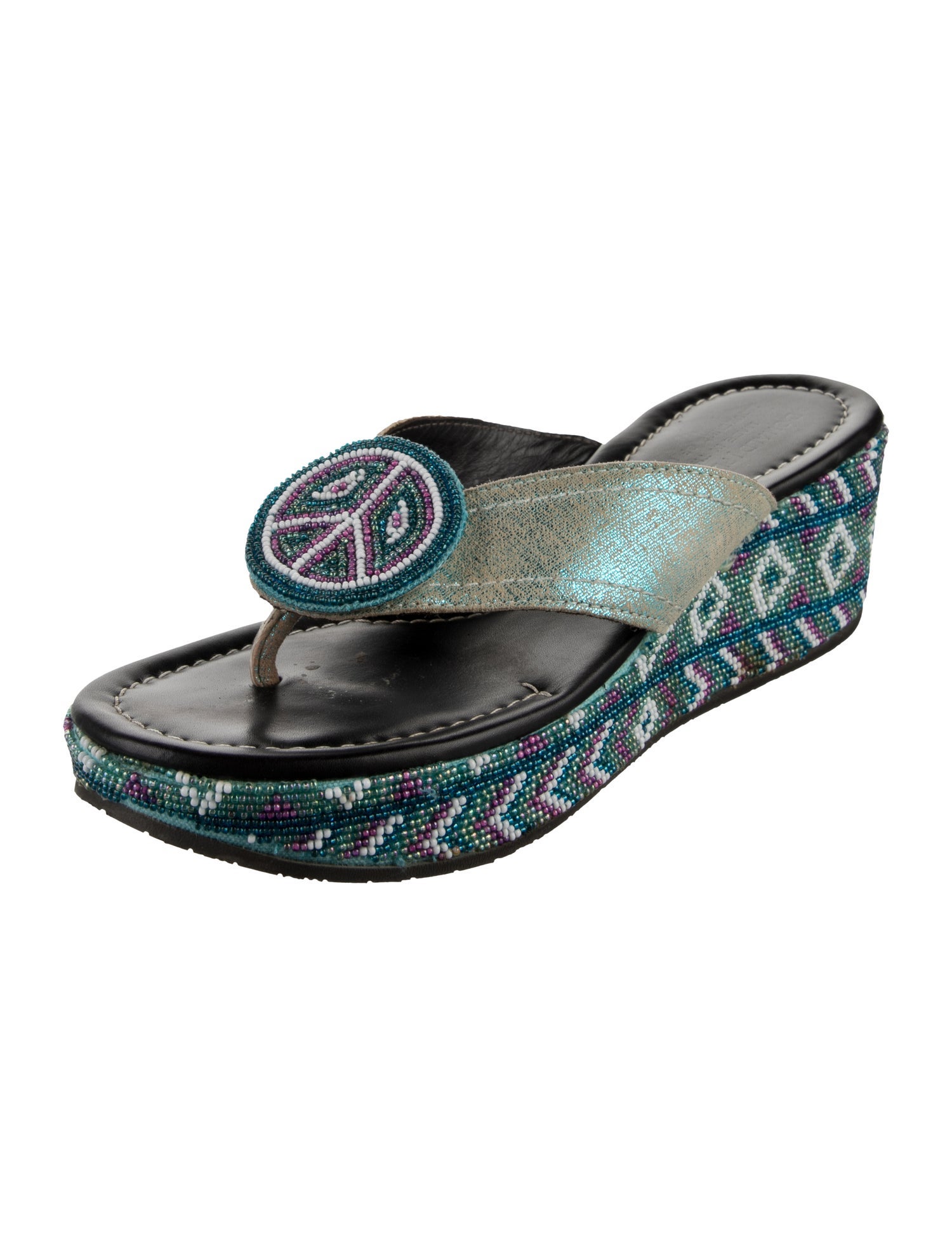 Donald Pliner Leather Patterned Slides