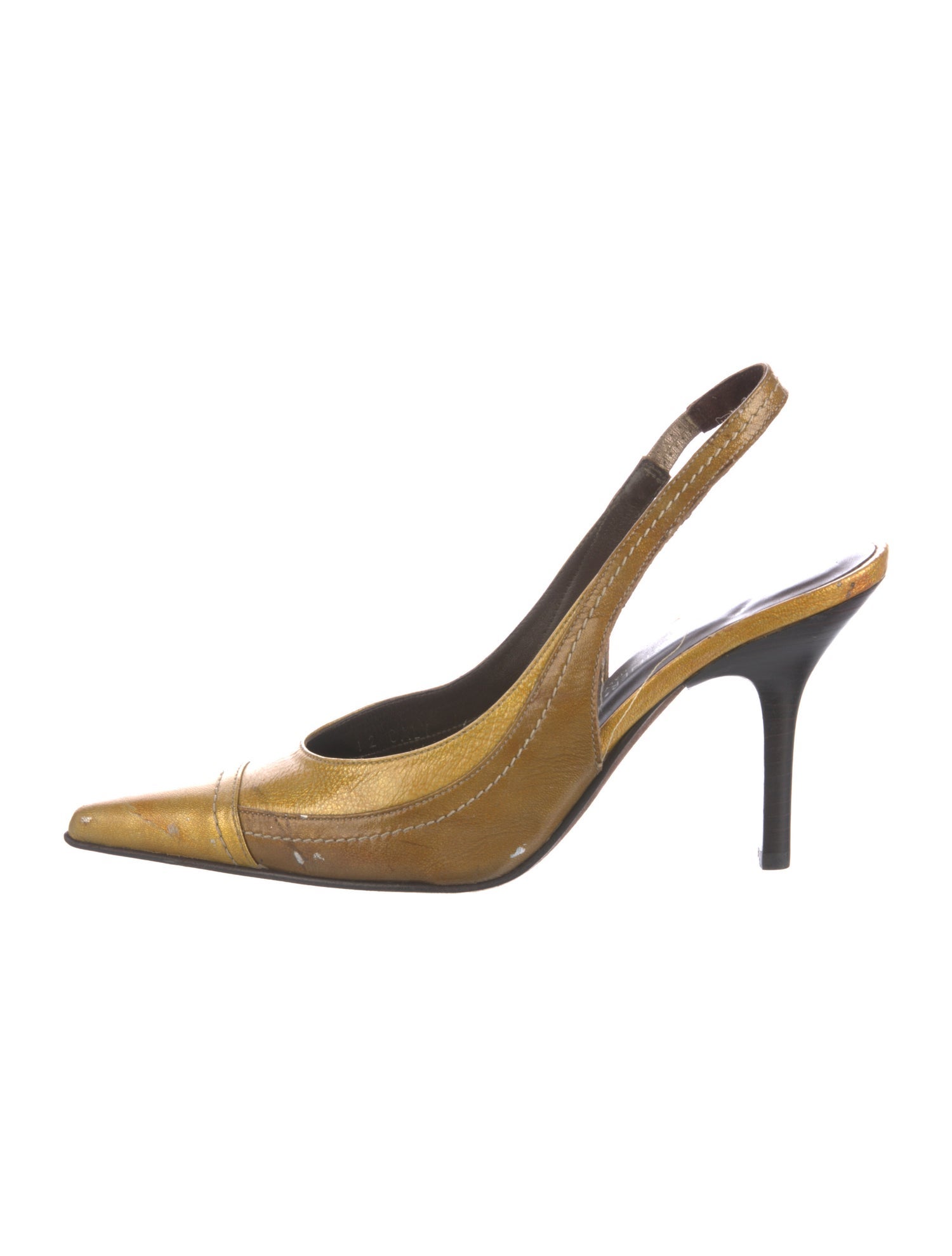 Donald Pliner Leather Colorblock Pattern Slingback Pumps
