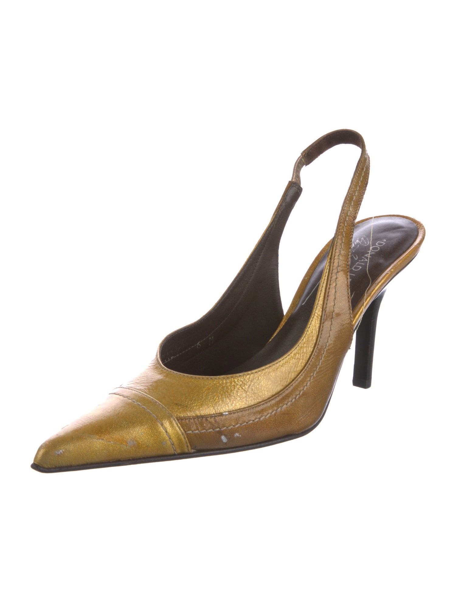 Donald Pliner Leather Colorblock Pattern Slingback Pumps