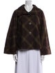 DKNY Plaid Print Faux Fur Jacket
