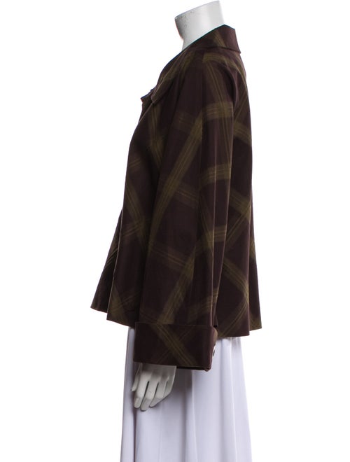 DKNY Plaid Print Faux Fur Jacket