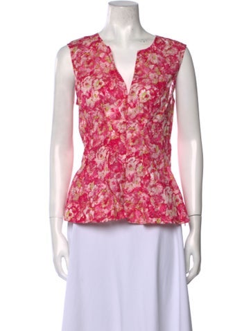 Derek Lam 10 Crosby Tops Floral Print V-Neck Blouse US 6 | M