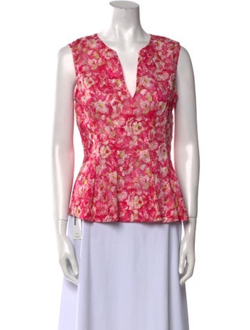 Derek Lam 10 Crosby Tops Floral Print V-Neck Blouse US 2 | XS