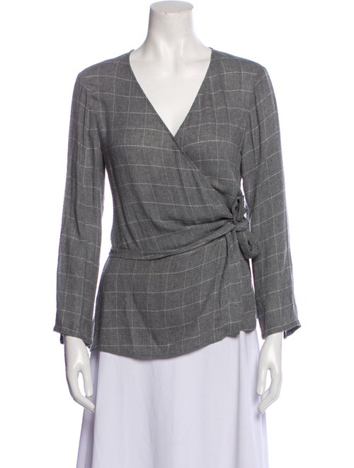Derek Lam 10 Crosby Plaid Print V-Neck Blouse